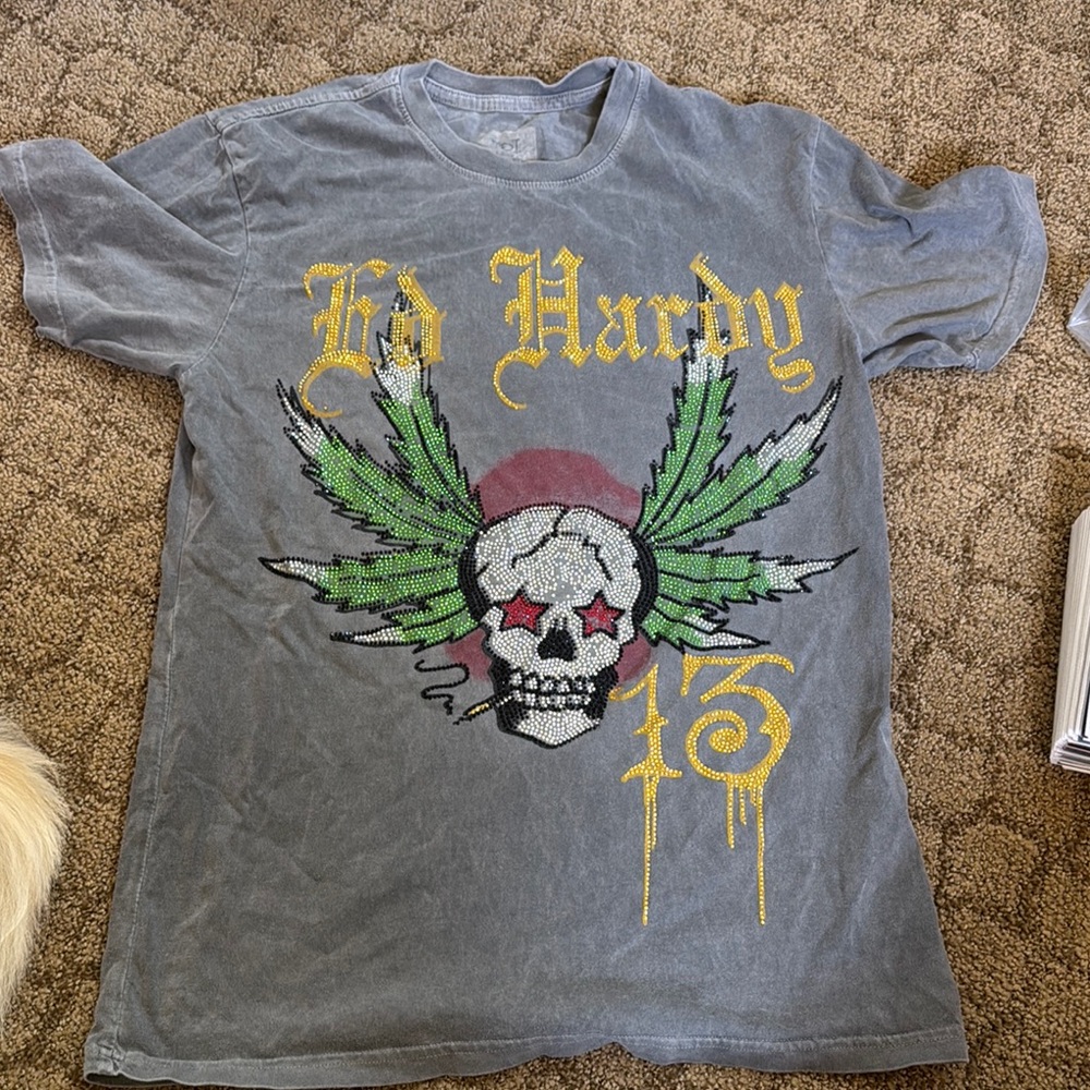 Ed Hardy Gray Graphic T-Shirt